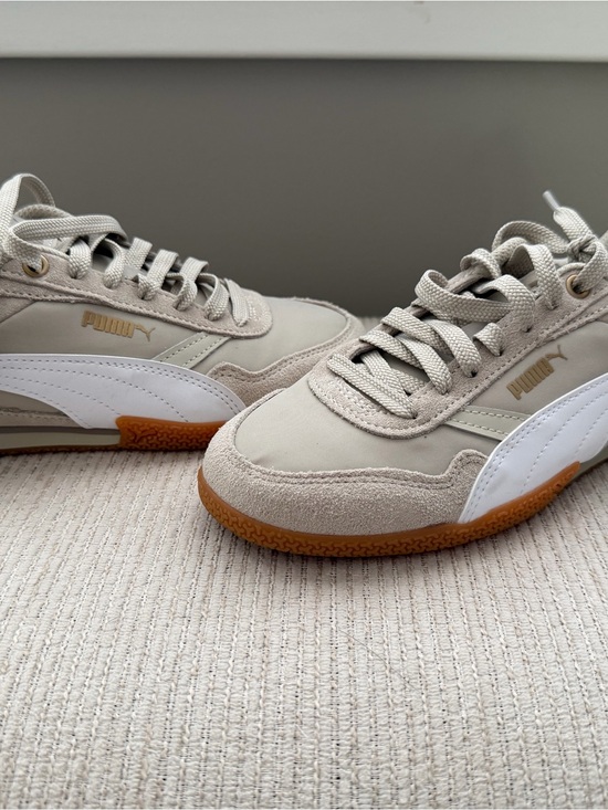 Puma Shoes - Puma Neutral Taupe and White Sneakers with Gum Sole